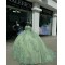 Long Sleeve Sage Green Quinceanera Dresses Strapless Sweetheart 15 Dress