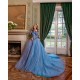 Long Sleeve Sky Blue Quince Dresses Sweetheart Neck 15 Dress