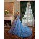 Long Sleeve Sky Blue Quince Dresses Sweetheart Neck 15 Dress