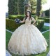 Metallic Sequin Off Shoulder Champagne Quince Dresses Sweetheart Neck 15 Dress