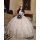 Metallic Sequin Off Shoulder Champagne Quince Dresses Sweetheart Neck 15 Dress