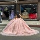 Metallic Sequin Rose Gold Quinceanera Dresses Off Shoulder 15 Dress