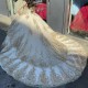 O Neck Gold and White Quinceanera Dress With Long Sleeves