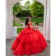 Off Shoulder 15 Anos Red Quince Dress Sequin Girl Birthday Gowns Sweet 15 Gowns