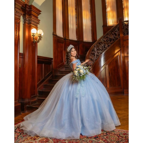 Off Shoulder 15 Anos Sky Blue Quince Dress Sweetheart Neck Sweet 15 Gowns