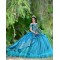 Off Shoulder Aqua Quince Dresses Lace Appliques V Neck 15 Dress