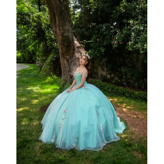 Off Shoulder Aqua Quince Dresses Sweetheart Neck 15 Dress