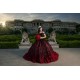 Off Shoulder Black On Red Quinceanera Dresses V Neck 15 Dress