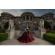 Off Shoulder Black On Red Quinceanera Dresses V Neck 15 Dress