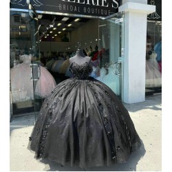 Off Shoulder Black Quinceanera Dress Sweetheart Beading 15 Dresses