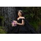 Off Shoulder Black Quinceanera Dresses Sweetheart Neck Lace Appliques 15 Dress