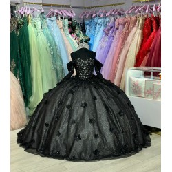 Off Shoulder Black Quinceanera Dresses Sweetheart Neckline 15 Dress