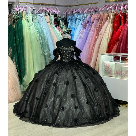 Off Shoulder Black Quinceanera Dresses Sweetheart Neckline 15 Dress