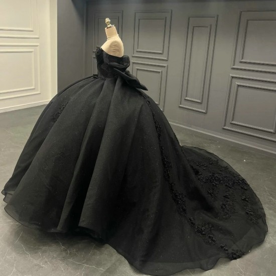 Off Shoulder Black Quinceanrea Dress XV Dress Sweet Vestidos De 15 Anos