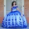 Off Shoulder Blue On White Quinceanera Dress Sweetheart Neck 15 Dresses