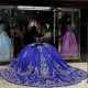 Off Shoulder Blue Quinceanera Dress Sweet 15 Gowns Sequin Vestidos De 15 Anos With Bow