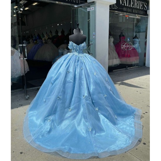 Off Shoulder Blue Quinceanera Dress Sweetheart 15 Dresses