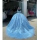 Off Shoulder Blue Quinceanera Dress Sweetheart 15 Dresses