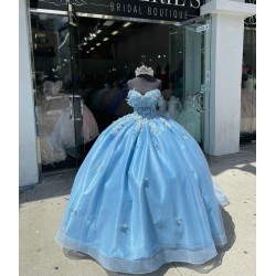 Off Shoulder Blue Quinceanera Dress Sweetheart 15 Dresses