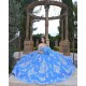 Off Shoulder Blue Quinceanera Dress Sweetheart Neck 15 Dresses