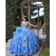 Off Shoulder Blue Quinceanera Dress Sweetheart Neck 15 Dresses