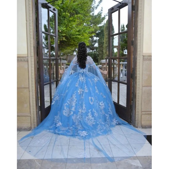 Off Shoulder Blue Quinceanera Dress Sweetheart Neck 15 Dresses