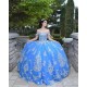 Off Shoulder Blue Quinceanera Dress Sweetheart Neck 15 Dresses