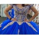 Off Shoulder Blue Quinceanera Dress Sweetheart Neck 15 Dresses Ball Gown