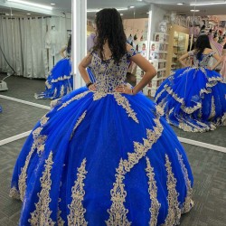 Off Shoulder Blue Quinceanera Dress Sweetheart Neck 15 Dresses Ball Gown