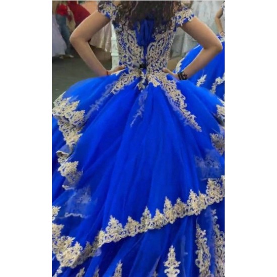 Off Shoulder Blue Quinceanera Dress Sweetheart Neck 15 Dresses Ball Gown