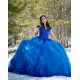 Off Shoulder Blue Quinceanera Dresses Lace Appliques V Neck 15 Dress