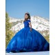 Off Shoulder Blue Quinceanera Dresses Lace Appliques V Neck 15 Dress