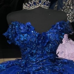 Off Shoulder Blue Quinceanera Dresses Sweetheart Neck 15 Dress