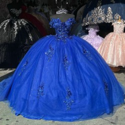 Off Shoulder Blue Quinceanera Dresses Sweetheart Neck 15 Dress