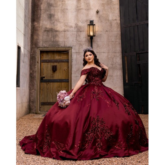 Off Shoulder Burgundy Quince Dress Girls Sweet 16 Dresses Vestidos De 15 Anos