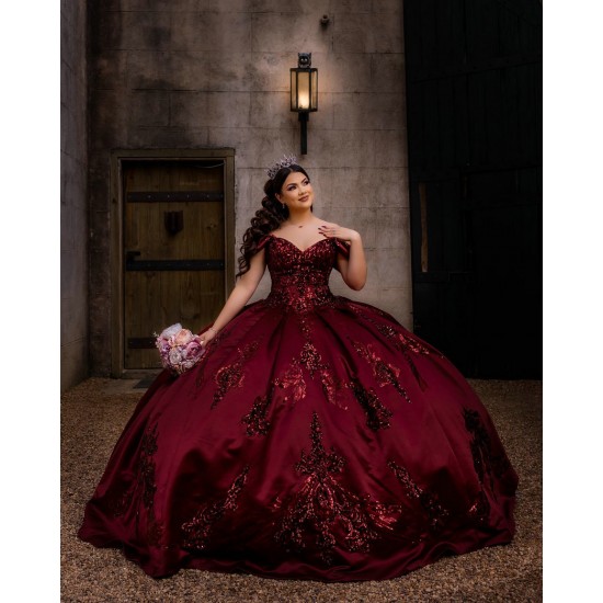 Off Shoulder Burgundy Quince Dress Girls Sweet 16 Dresses Vestidos De 15 Anos