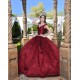 Off Shoulder Burgundy Quince Dresses V Neck 15 Dress