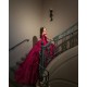 Off Shoulder Burgundy Quinceanera Dresses Sequins Sweetheart Neck 3D Flower