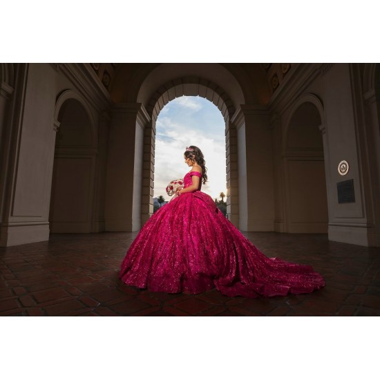 Off Shoulder Burgundy Quinceanera Dresses Sequins Sweetheart Neck 3D Flower