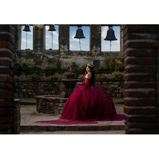 Off Shoulder Burgundy Quinceanera Dresses Sweetheart Neck 15 Dress