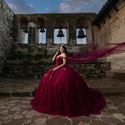 Off Shoulder Burgundy Quinceanera Dresses Sweetheart Neck 15 Dress