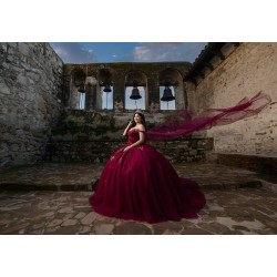 Off Shoulder Burgundy Quinceanera Dresses Sweetheart Neck 15 Dress