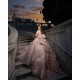 Off Shoulder Champagne Quince Dress Sequin Vestidos De 15 Anos With Bow