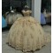 Off Shoulder Champagne Quince Dress Sweetheart Neck Ball Gown Crystal 15 Dresses