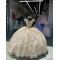 Off Shoulder Champagne Quince Dresses 15 Dress V Neck Ball Gown With Bow