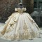 Off Shoulder Champagne Quinceanera Dress Birthday Party Gowns With Bow