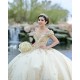 Off Shoulder Champagne Quinceanera Dress Sweetheart Neck 15 Dresses