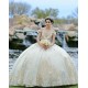 Off Shoulder Champagne Quinceanera Dress Sweetheart Neck 15 Dresses