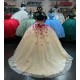 Off Shoulder Champagne Quinceanera Dresses 15 Dress With 3D Floral Appliques