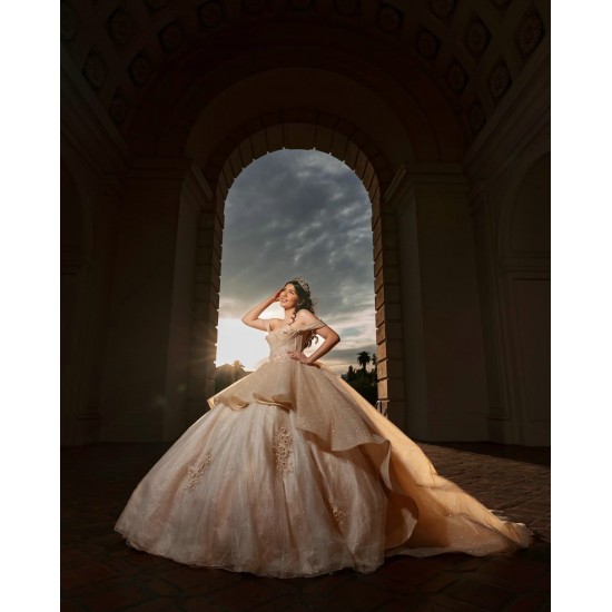 Off Shoulder Champagne Quinceanera Dresses Sweetheart Neck 15 Dress